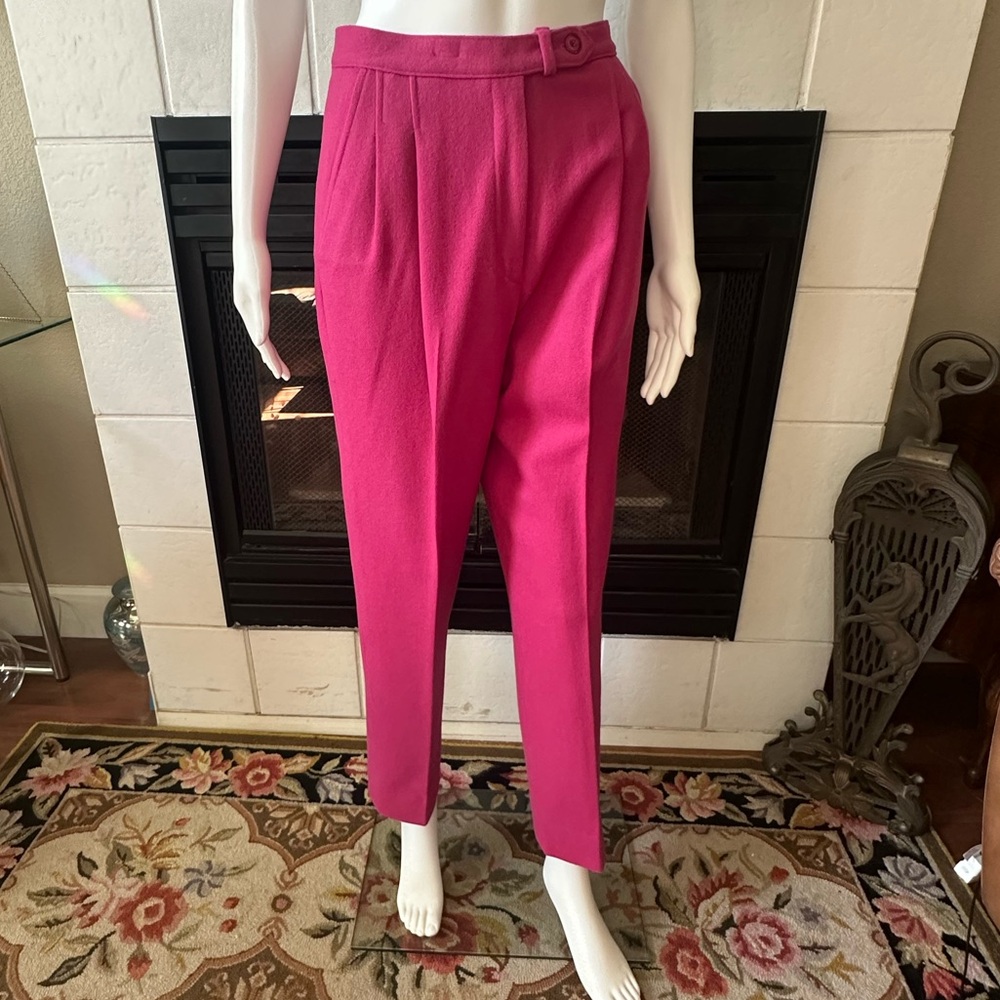 Evan Picone Jrs Pleated High Rise Pants Pink Wool Blend Lined Union Made